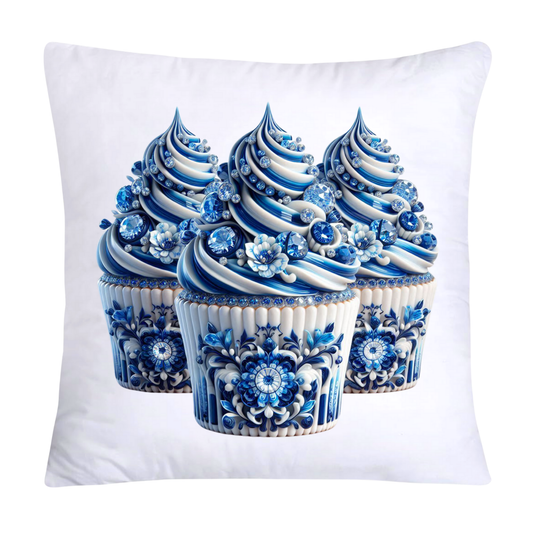 Blue Willow Chinoiserie Cupcake Throw Pillow Covers 18X18-464