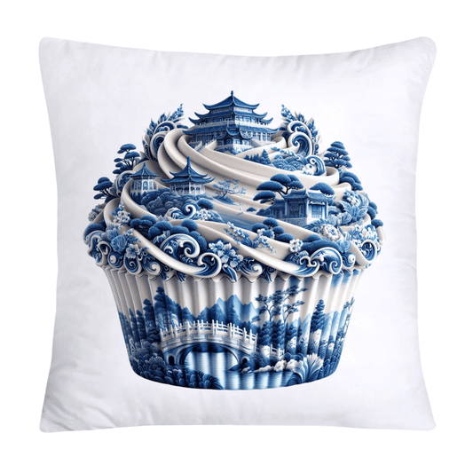 Blue Willow Chinoiserie Cupcake Throw Pillow Covers 18X18-1351
