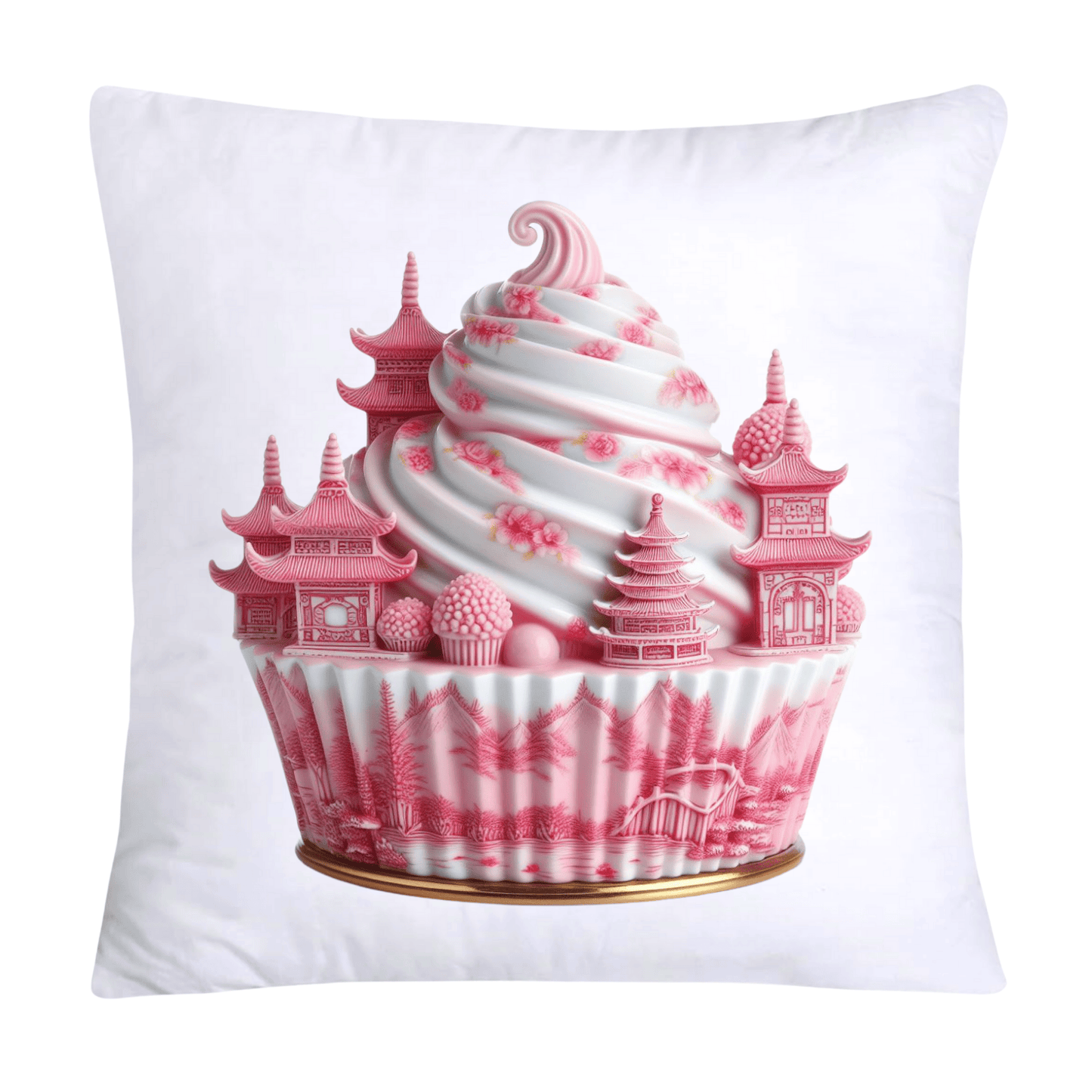 Pink Willow Chinoiserie Cupcake Throw Pillow Covers 18X18-1003