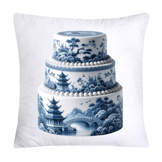 Blue Willow Sweet Cake 18x18 Pillow Covers-4875