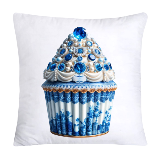 Blue Willow Chinoiserie Cupcake Throw Pillow Covers 18X18-3496