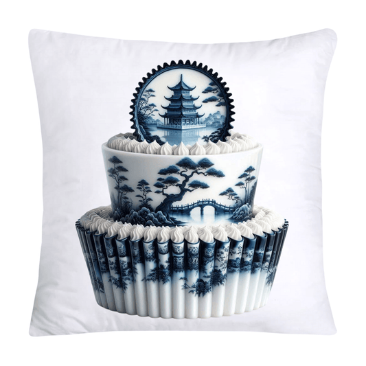 Blue Willow Chinoiserie Cupcake Throw Pillow Covers 18X18-229