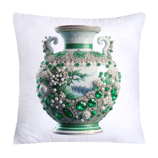 Green Willow Vase Classic Flare Throw Pillow Covers-2471