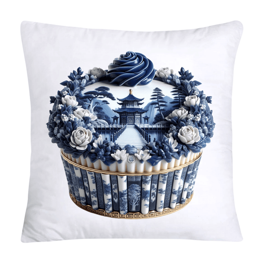 Blue Willow Chinoiserie Cupcake Throw Pillow Covers 18X18-44
