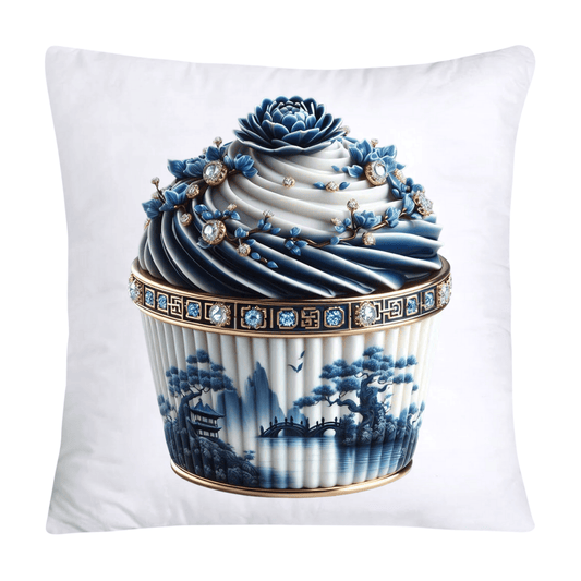 Blue Willow Chinoiserie Cupcake Throw Pillow Covers 18X18-55