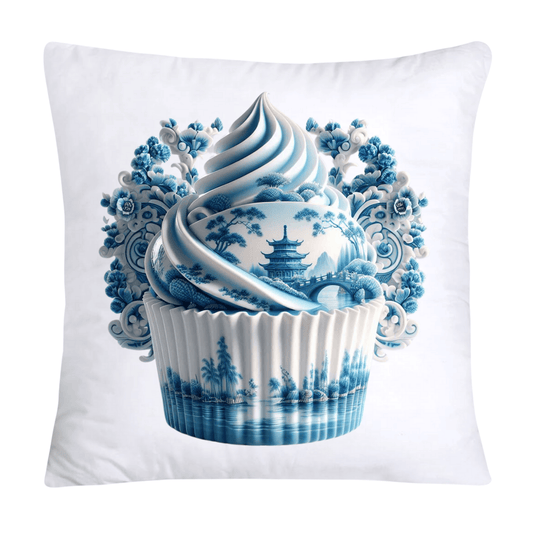 Blue Willow Chinoiserie Cupcake Throw Pillow Covers 18X18-1095