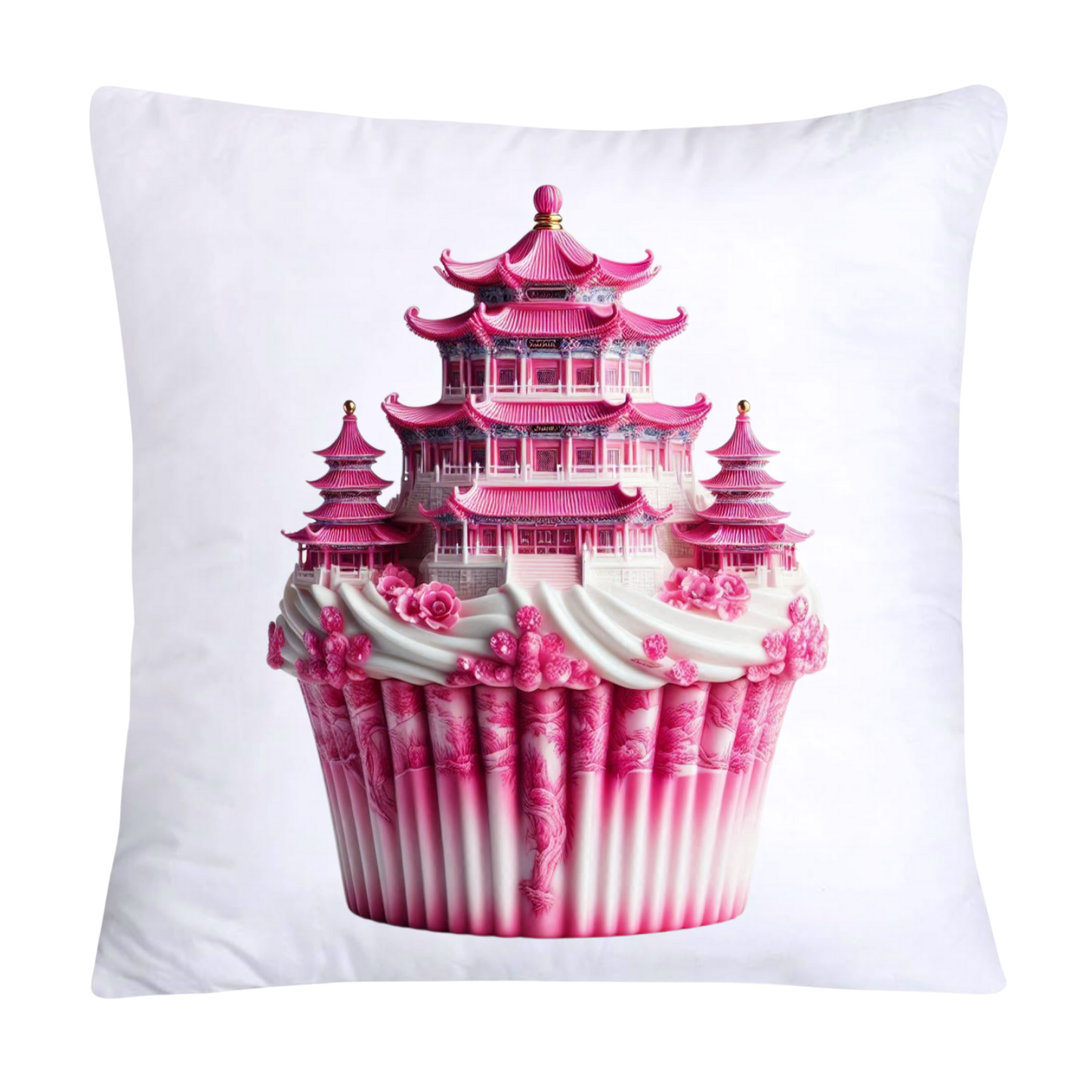 Pink Willow Chinoiserie Decorative Cupcake Throw Pillow Cover 18x18-2431