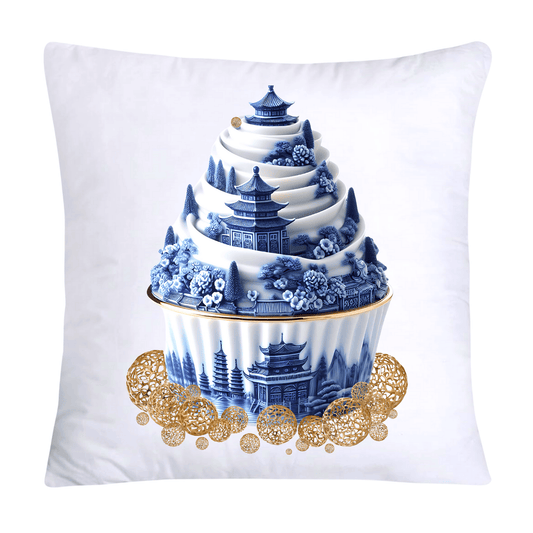 Blue Willow Chinoiserie Cupcake Throw Pillow Covers 18X18-58