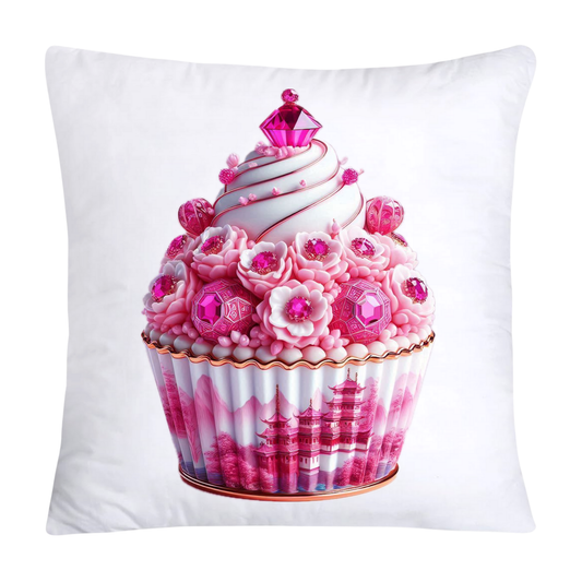Pink Willow Chinoiserie Decorative Cupcake Throw Pillow Cover 18x18-2451