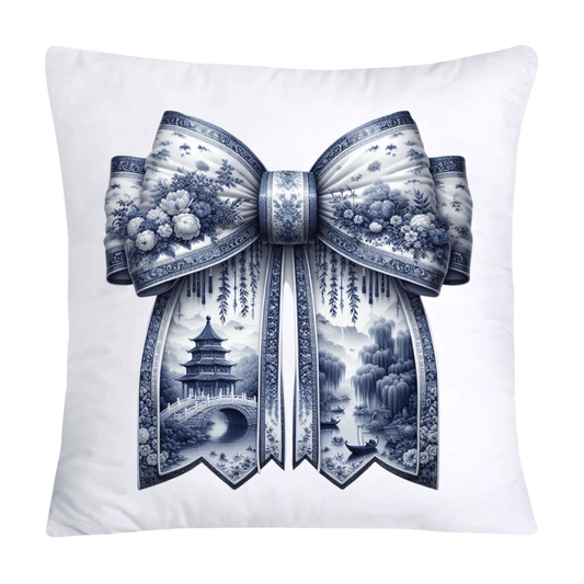 Blue Willow Classic Chinoiserie Bow Pillow Covers 18x18-4753
