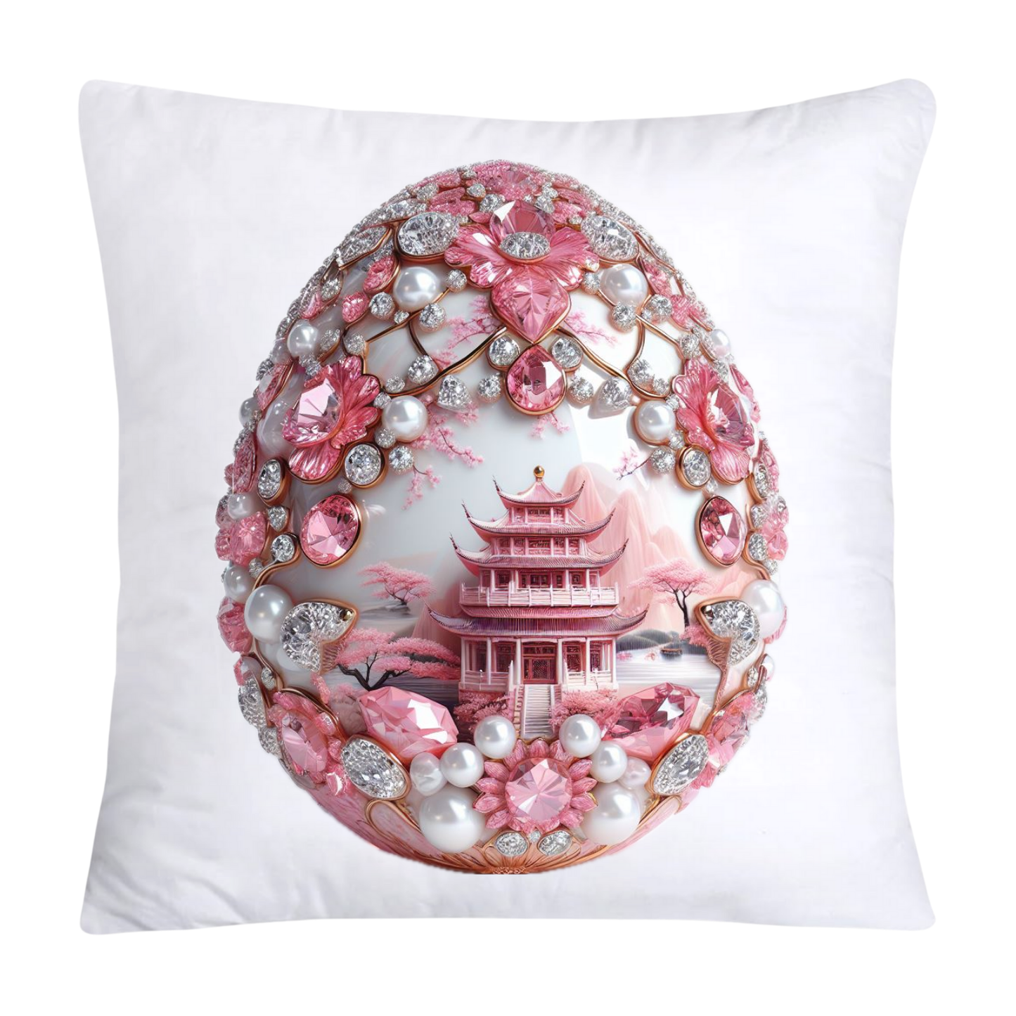 Pink and White Willow Egg Pillow Covers Vintage Inspired-2467