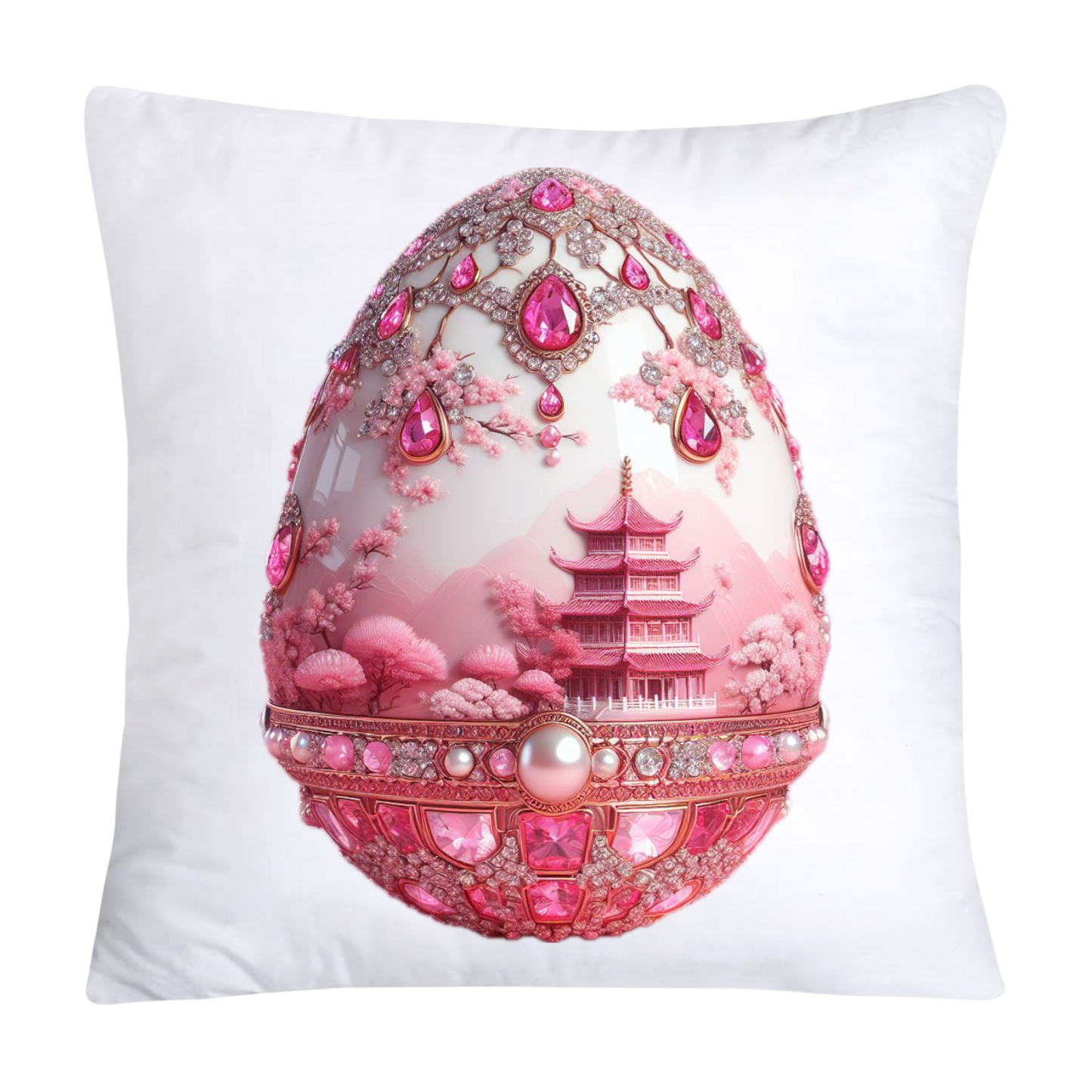 Pink and White Willow Egg Pillow Covers Vintage Inspired-2466