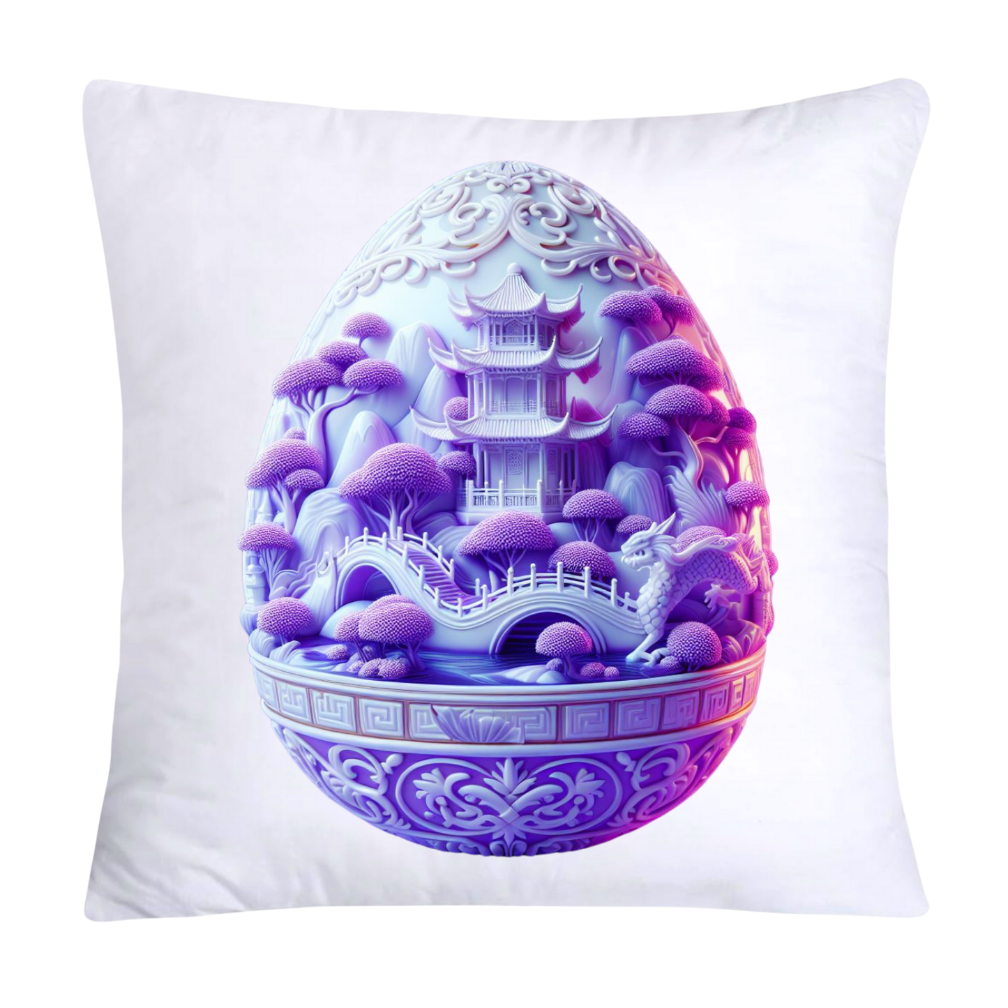 Purple Willow Egg Chinoiserie Throw Pillow Covers 18x18-2469