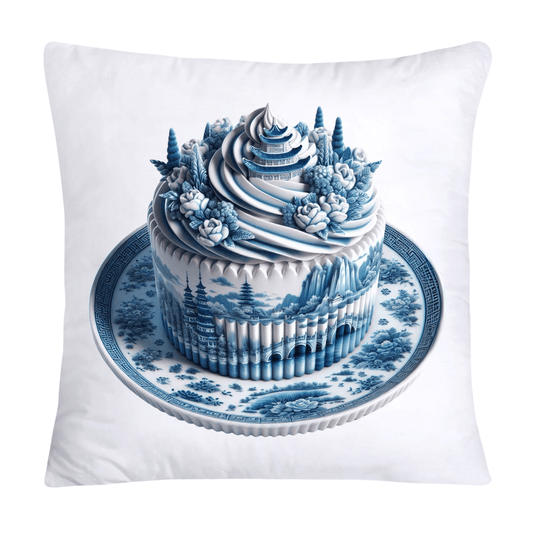 Blue Willow Chinoiserie Cupcake Throw Pillow Covers 18X18-3503