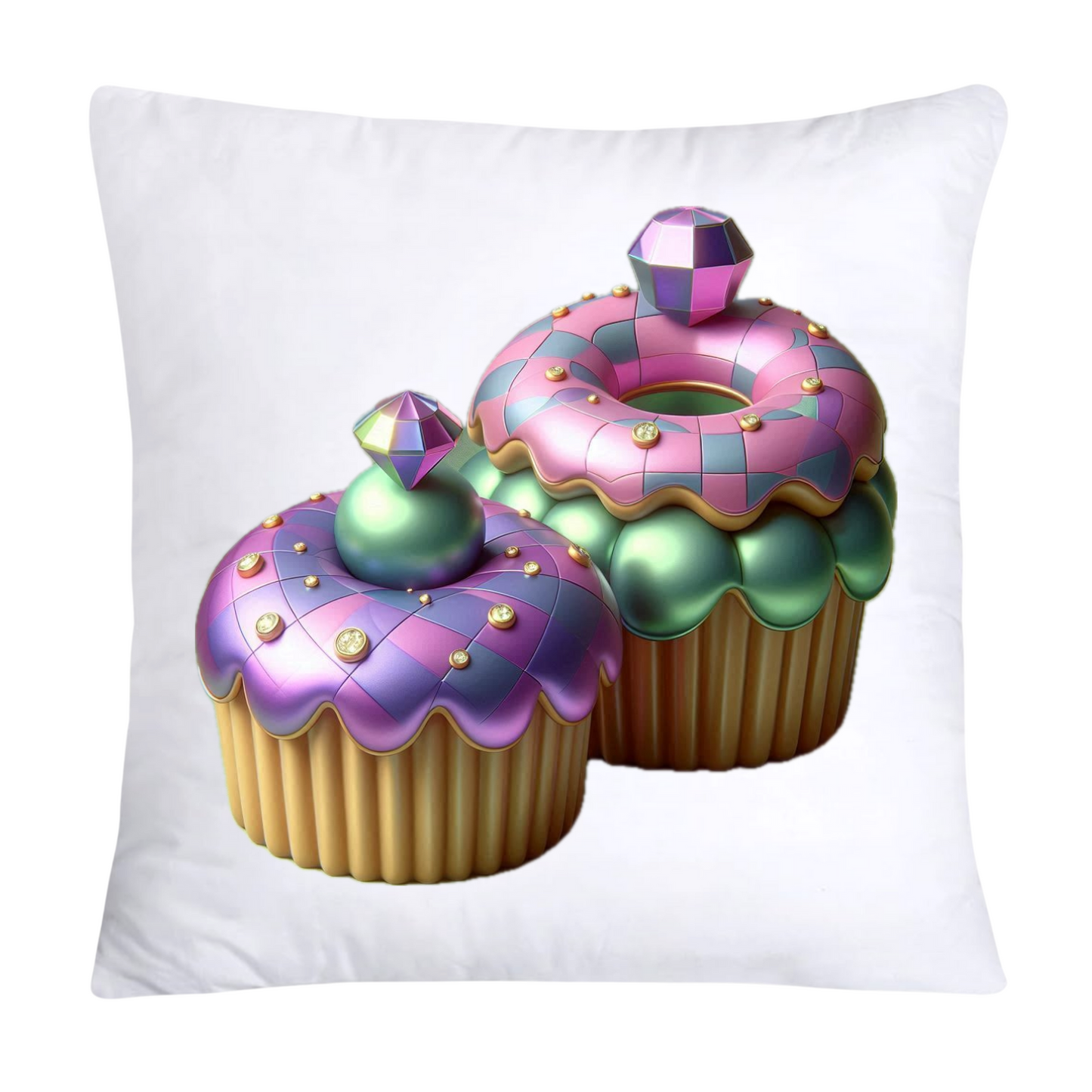 18x18 Pastel Cupcakes Donuts and Candy Pillow Covers-686