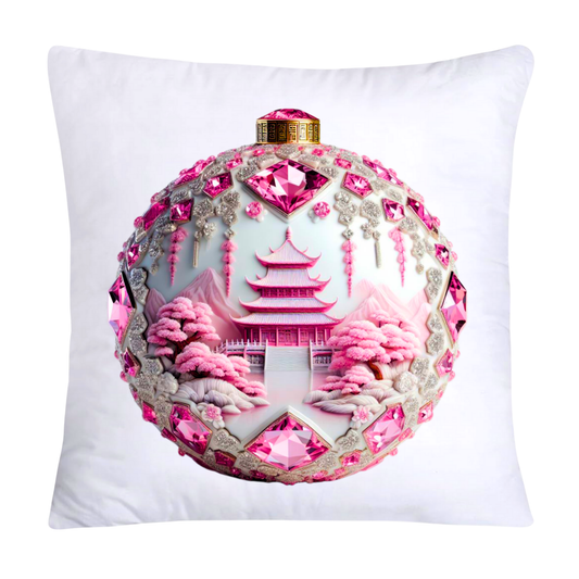 Pink and White Willow  Ball/Orb 18X18 Decorative Pillow Covers-1042