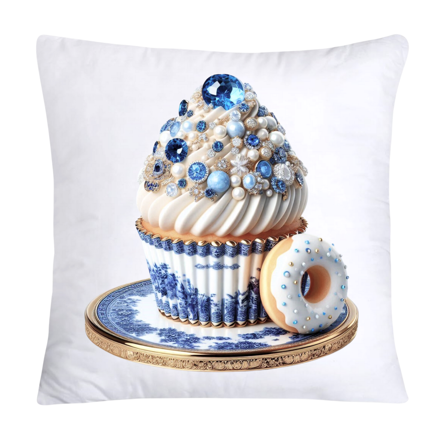 Blue Willow Chinoiserie Cupcake Throw Pillow Covers 18X18-3495