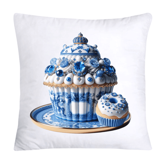 Blue Willow Chinoiserie Cupcake Throw Pillow Covers 18X18-3511