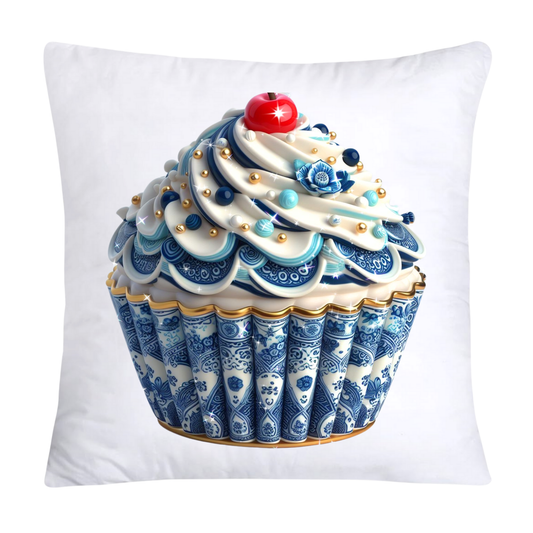 Blue Willow Chinoiserie Cupcake Throw Pillow Covers 18X18-3493