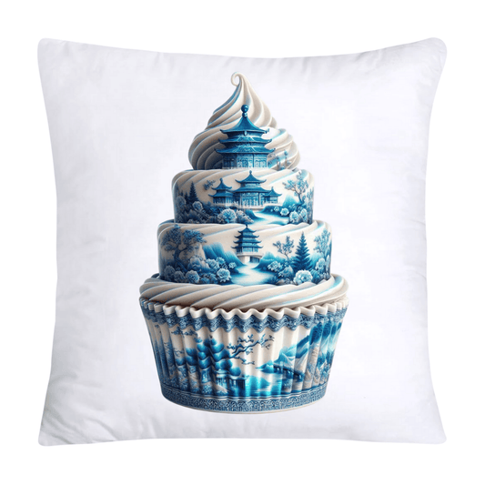 Blue Willow Chinoiserie Cupcake Throw Pillow Covers 18X18-1108