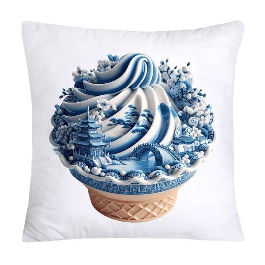 Blue Willow Cute Ice Cream Cone Throw Pillow Covers-6084