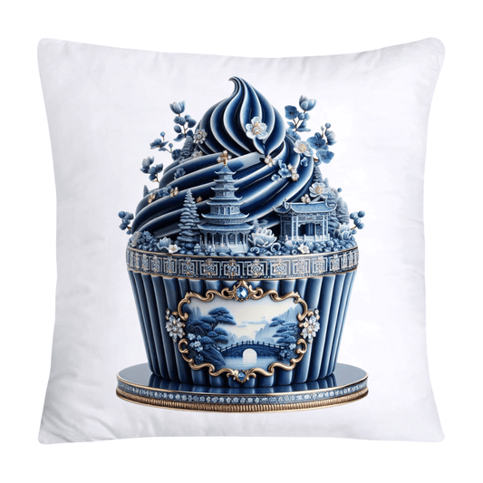 Blue Willow Chinoiserie Cupcake Throw Pillow Covers 18X18-235