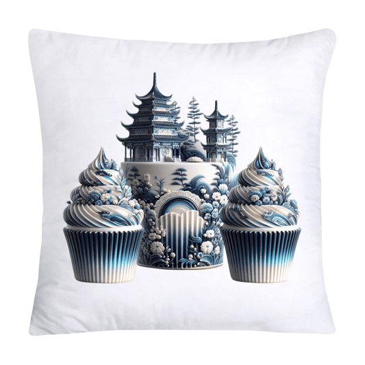 Blue Willow Chinoiserie Cupcake Throw Pillow Covers 18X18-29