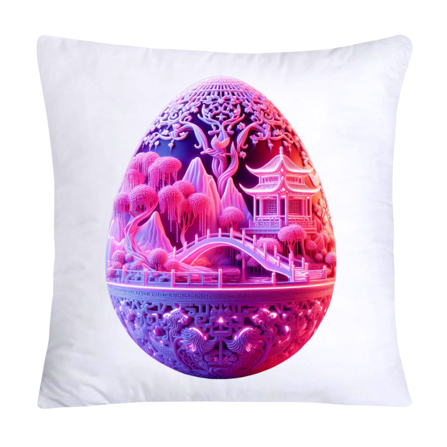 18x18 Pink and White Willow Egg Pillow Covers Vintage Inspired-982