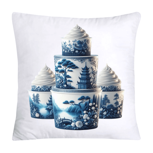 Blue Willow Chinoiserie Cupcake Throw Pillow Covers 18X18-27
