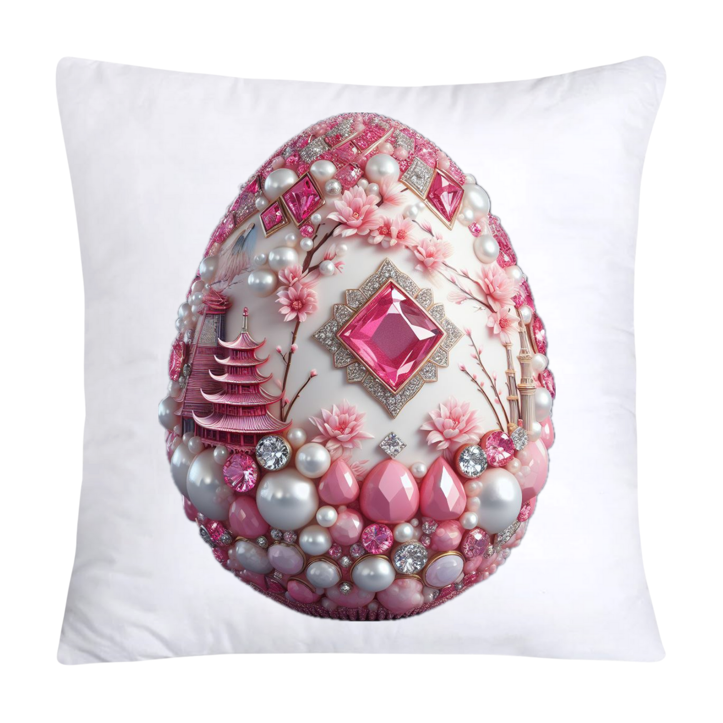 Pink and White Willow Egg Pillow Covers Vintage Inspired-2461