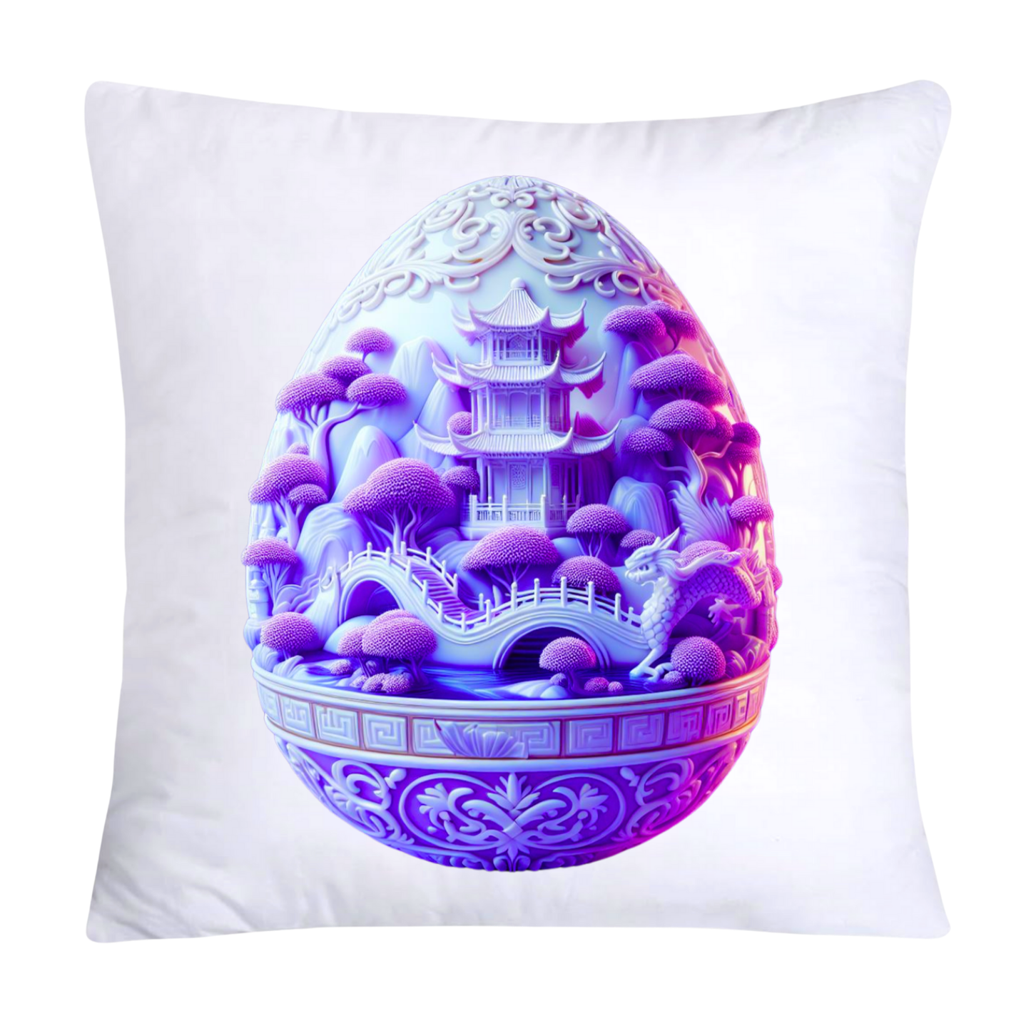 Purple Willow Egg Chinoiserie Throw Pillow Covers 18x18-1041