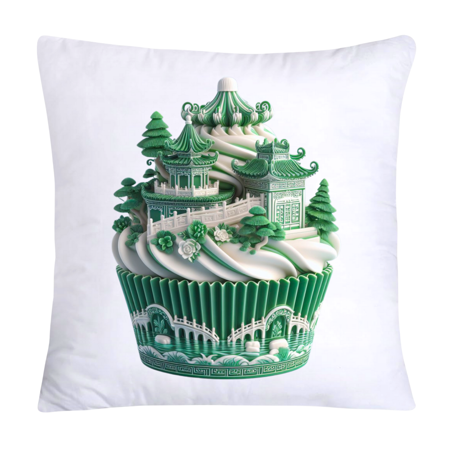 Classic Green Willow Cupcake Pillow Covers 18X18-146