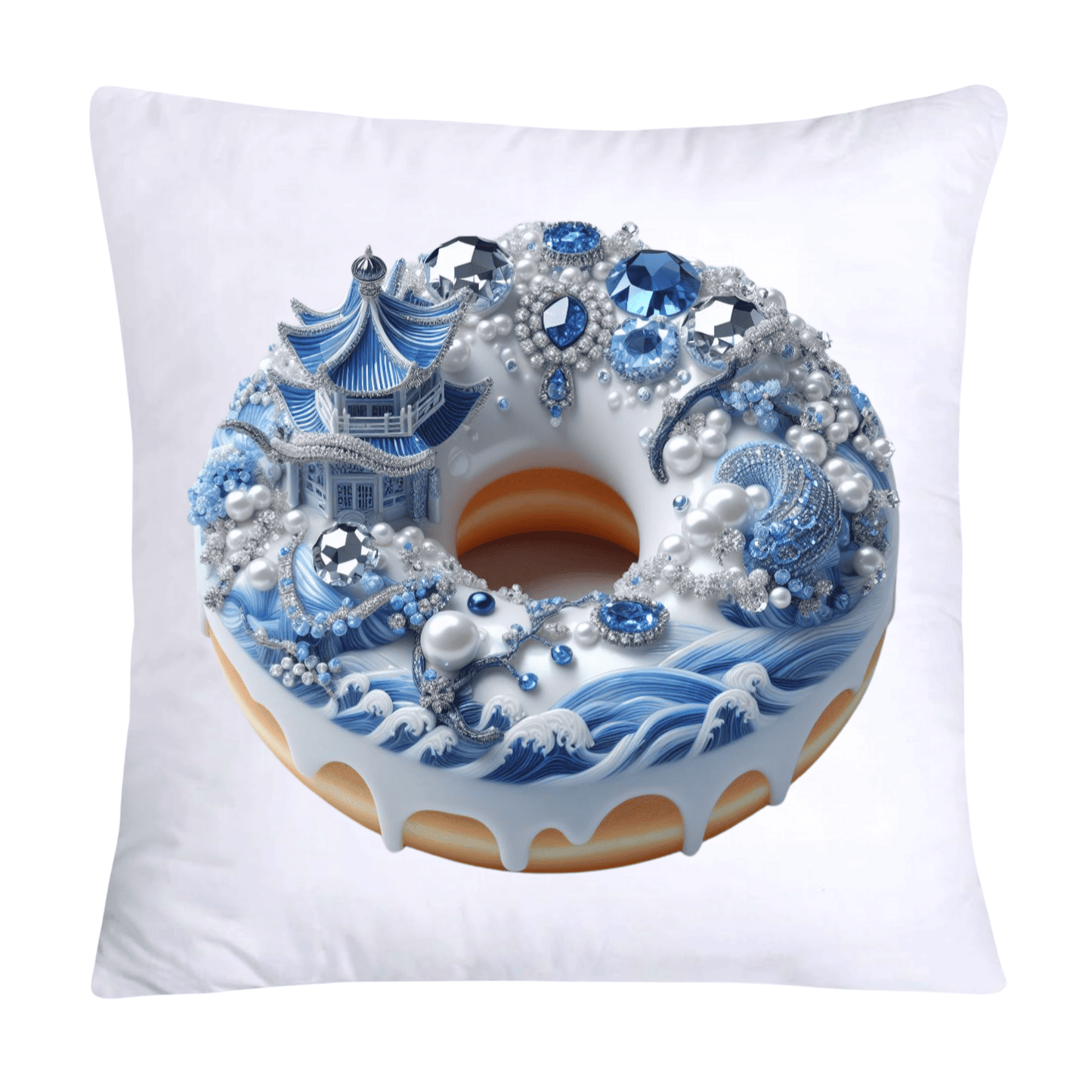 Blue Willow Whimsical Donut Throw Pillow Covers 18X18-898