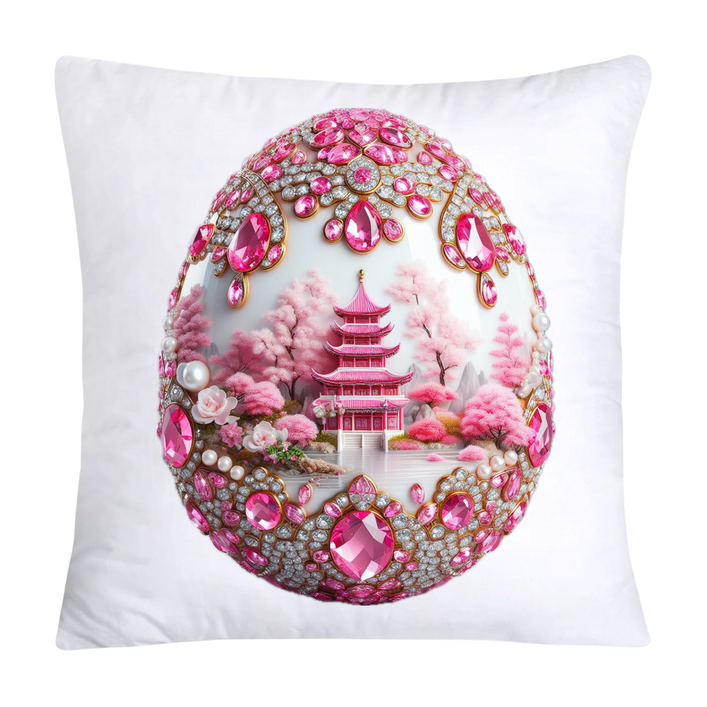 Pink and White Willow Egg Pillow Covers Vintage Inspired-2464