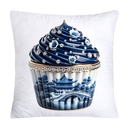 Blue Willow Chinoiserie Cupcake Throw Pillow Covers 18X18-53