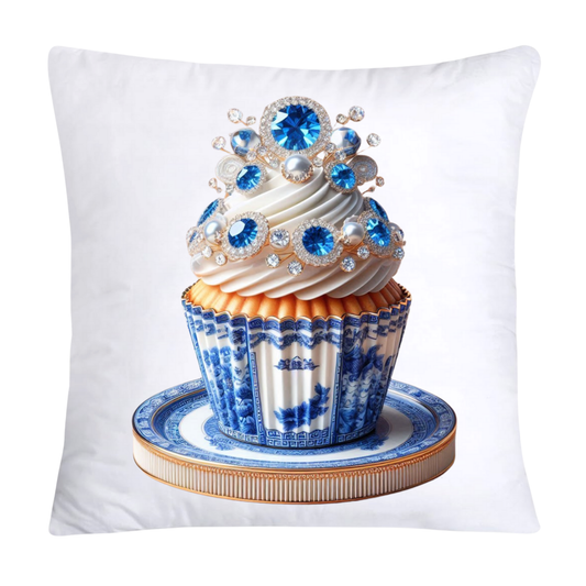 Blue Willow Chinoiserie Cupcake Throw Pillow Covers 18X18-3492