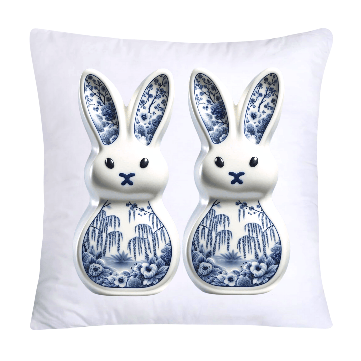 Blue Willow Easter Bunny/Peeps Pillow Covers-18x18-1583