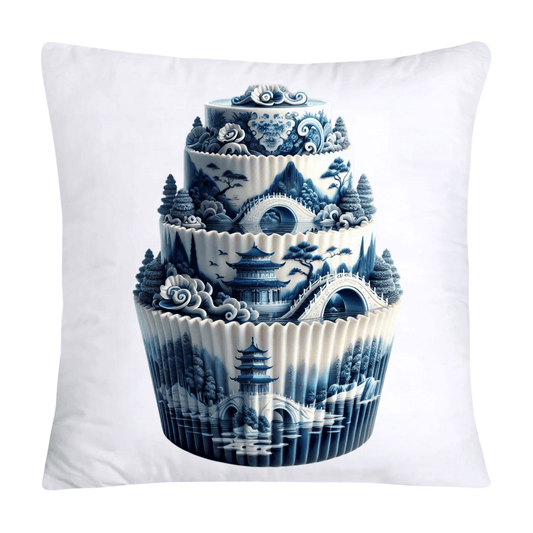 Blue Willow Chinoiserie Cupcake Throw Pillow Covers 18X18-234