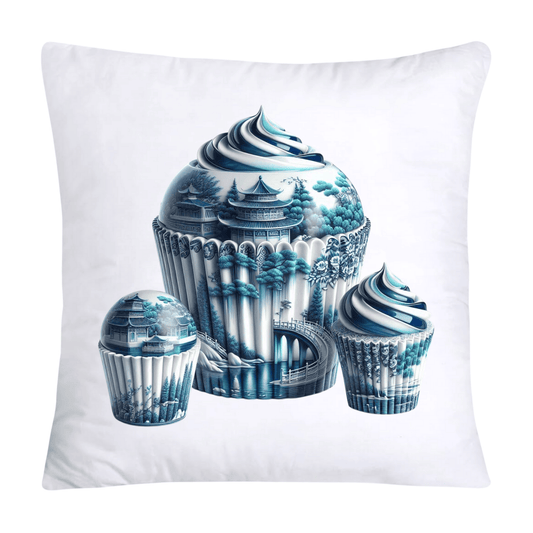 Blue Willow Chinoiserie Cupcake Throw Pillow Covers 18X18-23