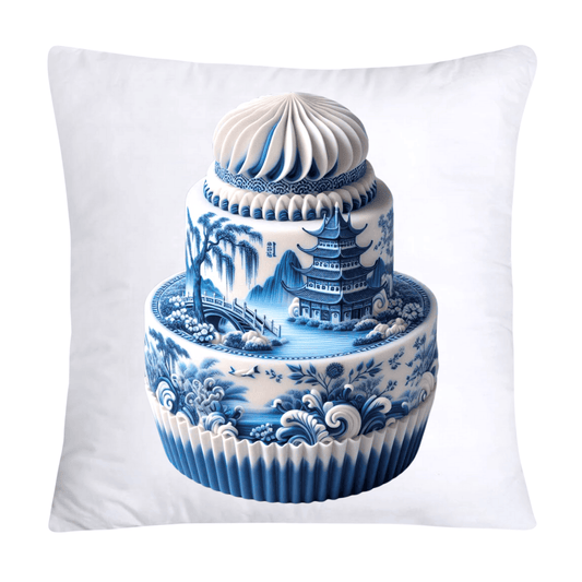 Blue Willow Chinoiserie Cupcake Throw Pillow Covers 18X18-1347