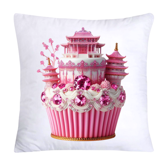 Pink Willow Chinoiserie Decorative Cupcake Throw Pillow Cover 18x18-2439