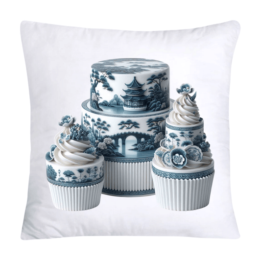 Blue Willow Chinoiserie Cupcake Throw Pillow Covers 18X18-8