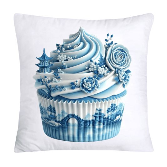 Blue Willow Chinoiserie Cupcake Throw Pillow Covers 18X18-1106