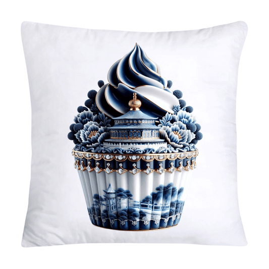 Blue Willow Chinoiserie Cupcake Throw Pillow Covers 18X18-59