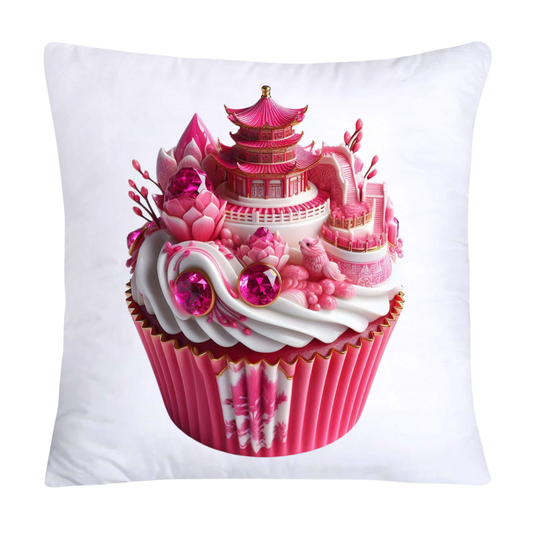 Pink Willow Chinoiserie Decorative Cupcake Throw Pillow Cover 18x18-2423