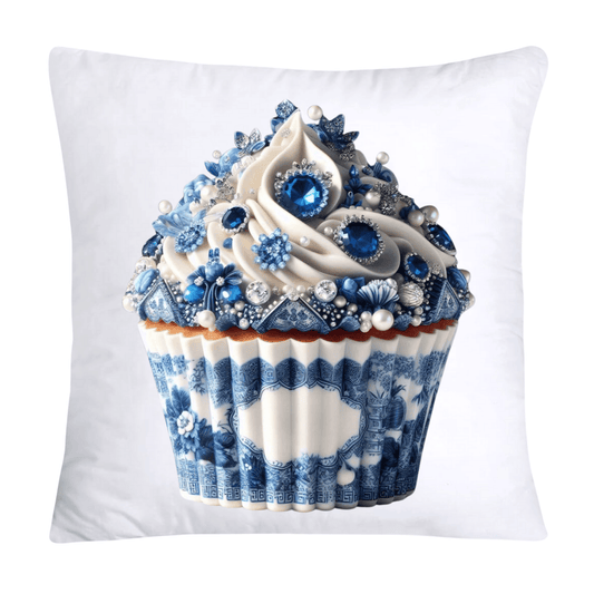 Blue Willow Chinoiserie Cupcake Throw Pillow Covers 18X18-3510