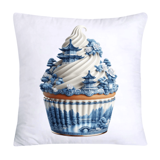Blue Willow Chinoiserie Cupcake Throw Pillow Covers 18X18-67
