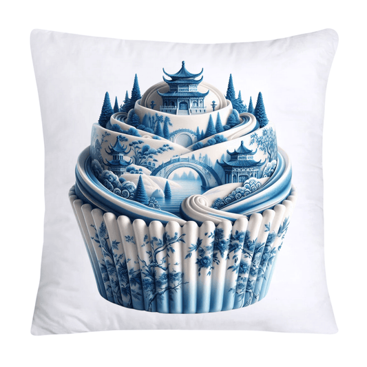 Blue Willow Chinoiserie Cupcake Throw Pillow Covers 18X18-3461