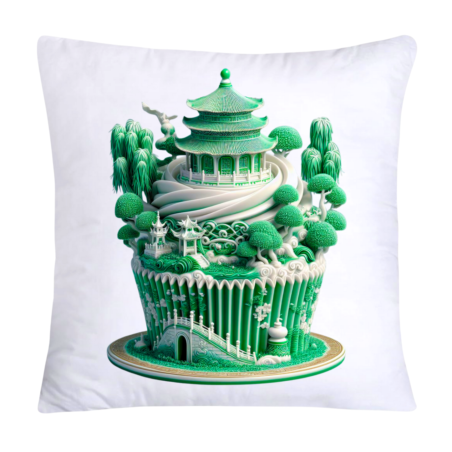 Classic Green Willow Cupcake Pillow Covers 18x18-3076