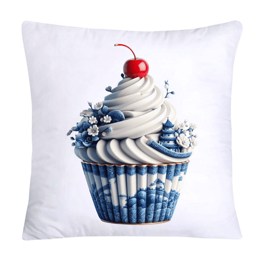 Blue Willow Chinoiserie Cupcake Throw Pillow Covers 18X18-594